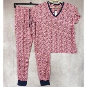 Tommy Hilfiger Pajamas Set Women's M Floral Printed Short-Sleeve Tee & Jogger